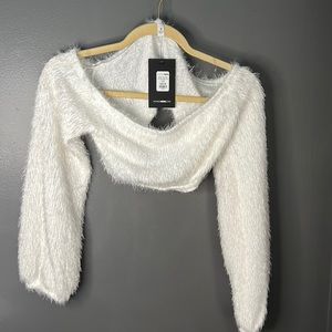 Crop top fuzzy sweater top